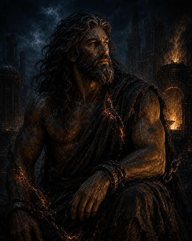 Prometheus with ember light and broken chains